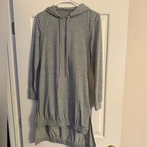 Gray Hooded Long Sleeve Dress